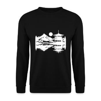 Paysage asiatique Temple japonais silencieux - Sweat-shirt Unisexe - noir - Devant - Alina (178cm) & Michal (187cm)