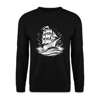 Vieux voilier dans une mer agitée avec des vagues - Sweat-shirt Unisexe - noir - Devant - Alina (178cm) & Michal (187cm)