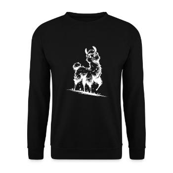 Niedliches Lama Kinder Kuschel Style - Unisex Pullover - Schwarz - Vorne - Alina (178cm) & Michal (187cm)