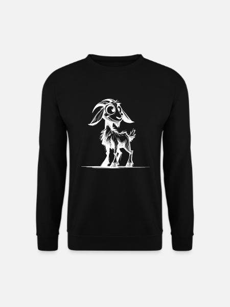 Grinsende Ziege Bleistift Skizze Zeichnung - Unisex Pullover - Schwarz