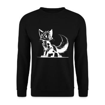 Smiling cunning fox stroke Drawing - Unisex Sweatshirt - black - Front - Alina (178cm) & Michal (187cm)