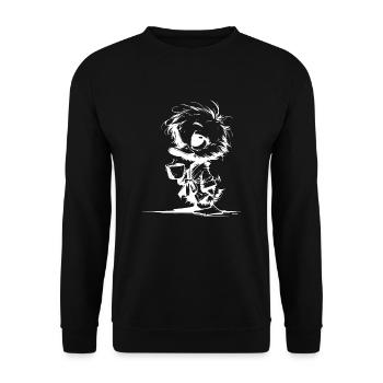 Cute tired duck in bathrobe with coffee mug - Unisex Sweatshirt - black - Front - Alina (178cm) & Michal (187cm)
