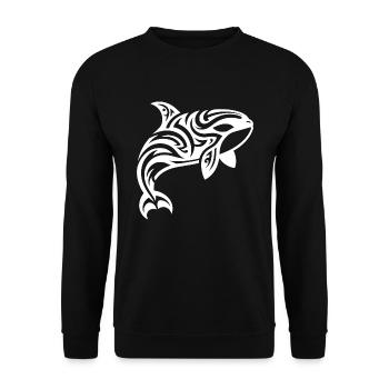 Orca Tribal Tattoo Style Jumping Out of the Water - Unisex Sweatshirt - black - Front - Alina (178cm) & Michal (187cm)