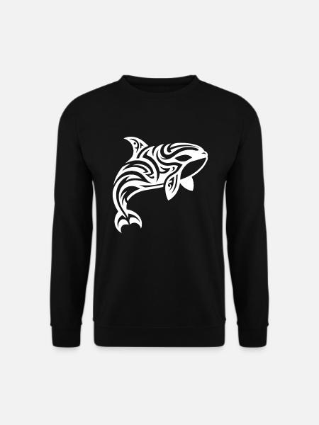 Orca Tribal Tattoo Style springt aus dem Wasser - Unisex Pullover - Schwarz