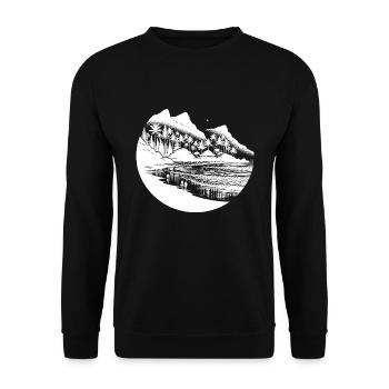 Plage et mer avec palmiers et montagnes - Sweat-shirt Unisexe - noir - Devant - Alina (178cm) & Michal (187cm)