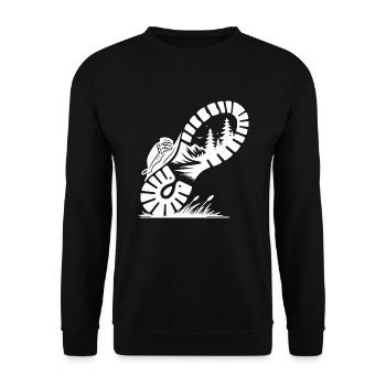 Hiking boots with nature profile for hikers - Unisex Sweatshirt - black - Front - Alina (178cm) & Michal (187cm)