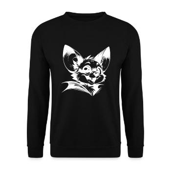 Lachende Fledermaus Baby Vampir Zeichnung - Unisex Pullover - Schwarz - Vorne - Alina (178cm) & Michal (187cm)