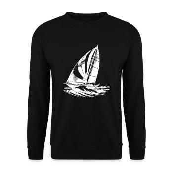 Un voilier élégant sillonne la vague - Sweat-shirt Unisexe - noir - Devant - Alina (178cm) & Michal (187cm)