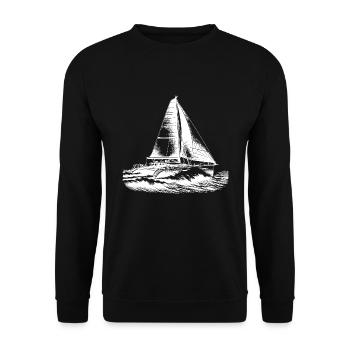 Catamaran double coque voilier dans les vagues - Sweat-shirt Unisexe - noir - Devant - Alina (178cm) & Michal (187cm)