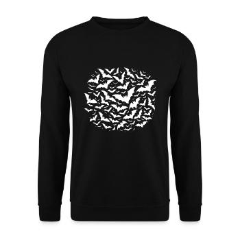 Flying bats as a swarm at night - Unisex Sweatshirt - black - Front - Alina (178cm) & Michal (187cm)