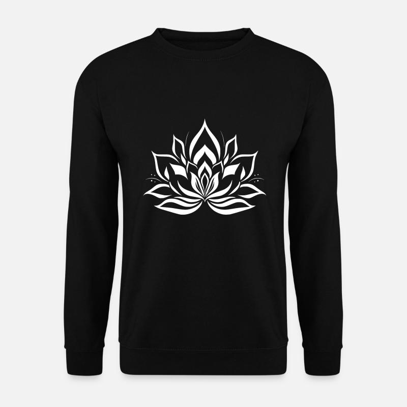 Lotusblume Meditation Tattoo Style Blüte - Unisex Pullover - Schwarz