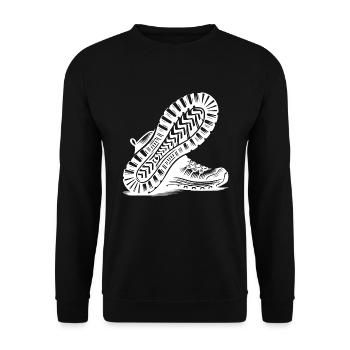 Hiking boots with tread for nature hikers - Unisex Sweatshirt - black - Front - Alina (178cm) & Michal (187cm)