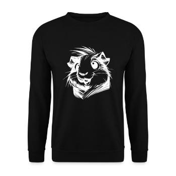 Naughty guinea pig pencil sketch portrait - Unisex Sweatshirt - black - Front - Alina (178cm) & Michal (187cm)