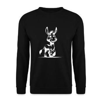 Smiling Donkey Long-Eared Donkey Drawing - Unisex Sweatshirt - black - Front - Alina (178cm) & Michal (187cm)