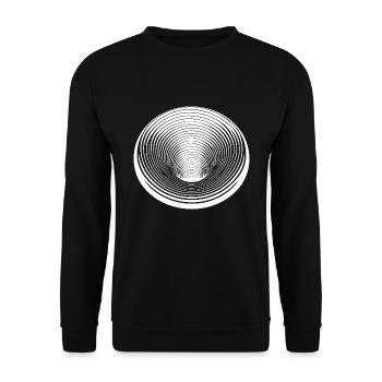 Geometrische Kreise die in sich stürzen - Unisex Pullover - Schwarz - Vorne - Alina (178cm) & Michal (187cm)