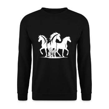 Wild group of horses enjoying their free run - Unisex Sweatshirt - black - Front - Alina (178cm) & Michal (187cm)