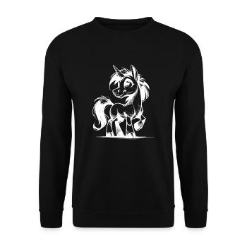 Smiling Fairy Tale Unicorn Pencil Sketch - Unisex Sweatshirt - black - Front - Alina (178cm) & Michal (187cm)