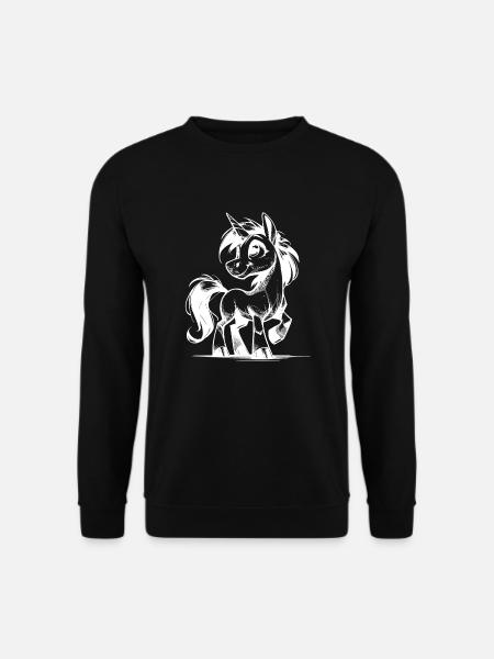 Lächelndes Märchen Einhorn Bleistift Skizze - Unisex Pullover - Schwarz