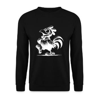 Drôle de volaille dessin coq souriant - Sweat-shirt Unisexe - noir - Devant - Alina (178cm) & Michal (187cm)