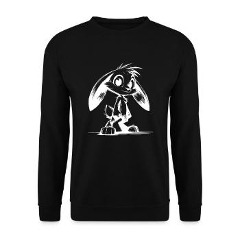 Cute bunny with big eyes and long ears - Unisex Sweatshirt - black - Front - Alina (178cm) & Michal (187cm)