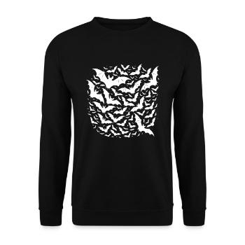 Wild flying bats as a night swarm - Unisex Sweatshirt - black - Front - Alina (178cm) & Michal (187cm)