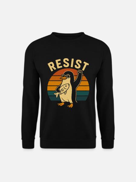Retro Penguin Resist Protest Design - Sweat-shirt Unisexe - noir