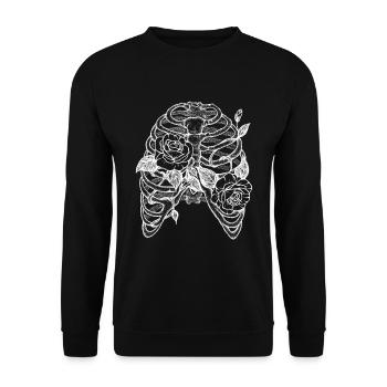 Skelett und Rosen - Unisex Pullover - Schwarz - Vorne - Alina (178cm) & Michal (187cm)