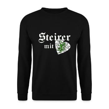 Steiermark Design für Steirer mit Herz - Unisex Pullover - Schwarz - Vorne - Alina (178cm) & Michal (187cm)