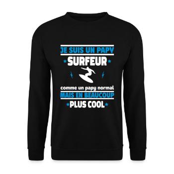 Je suis un papy surfeur plus cool, cadeau noël - Sweat-shirt Unisexe - noir - Devant - Alina (178cm) & Michal (187cm)