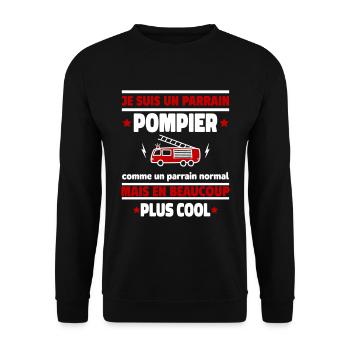 Je suis un parrain pompier plus cool, cadeau noël - Sweat-shirt Unisexe - noir - Devant - Alina (178cm) & Michal (187cm)