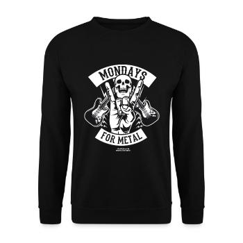 Sprüche T-Shirt Mondays for Metal - Unisex Pullover - Schwarz - Vorne - Alina (178cm) & Michal (187cm)