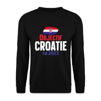 Croatie 2023 Croate Europe Cadeau Pays Humour - Sweat-shirt Unisexe - noir - Devant - Alina (178cm) & Michal (187cm)