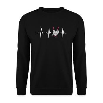 Heartbeat knitting funny gift - Unisex Pullover - Schwarz - Vorne - Alina (178cm) & Michal (187cm)