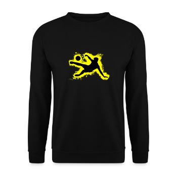 Sport Fuß Gelb und Schwarz Umriss - Unisex Pullover - Schwarz - Vorne - Alina (178cm) & Michal (187cm)
