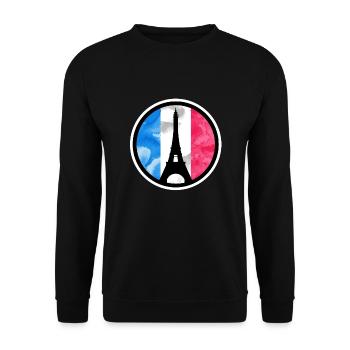 France France Eiffel tower national colors - Unisex Sweatshirt - black - Front - Alina (178cm) & Michal (187cm)