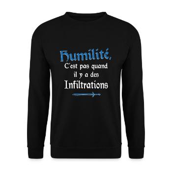 Humidité humilité et infiltrations - Sweat-shirt Unisexe - noir - Devant - Alina (178cm) & Michal (187cm)