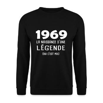 1969 cadeau drôle anniversaire année de naissance - Sweat-shirt Unisexe - noir - Devant - Alina (178cm) & Michal (187cm)