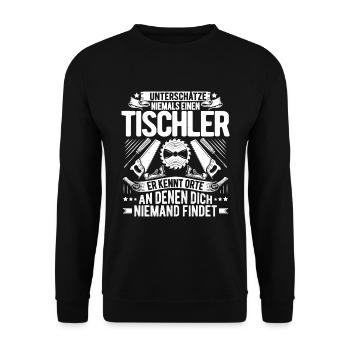 Tischler Tischlerei Tischlern Tischlerin - Unisex Pullover - Schwarz - Vorne - Alina (178cm) & Michal (187cm)
