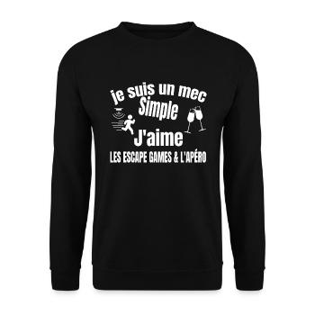 escapes game et apéro - Sweat-shirt Unisexe - noir - Devant - Alina (178cm) & Michal (187cm)