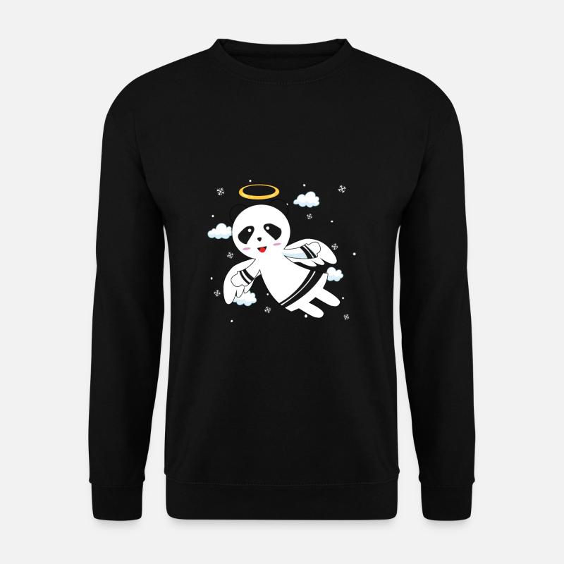 Panda Engel - Unisex Pullover - Schwarz