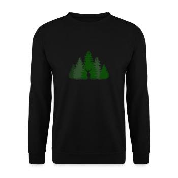 Hirsch Wild Natur Jagd Outdoor Geschenkidee - Unisex Pullover - Schwarz - Vorne - Alina (178cm) & Michal (187cm)
