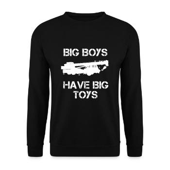 Kran BIG BOYS HAVE BIG TOYS Kranfahrer Geschenk - Unisex Pullover - Schwarz - Vorne - Alina (178cm) & Michal (187cm)