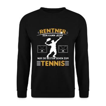 Rentner Tennis Rentnershirt Rentner Tennis - Unisex Pullover - Schwarz - Vorne - Alina (178cm) & Michal (187cm)