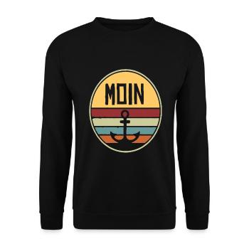 Moin Moin Nordsee Ostsee Meer Wasser Geschenkidee - Unisex Pullover - Schwarz - Vorne - Alina (178cm) & Michal (187cm)