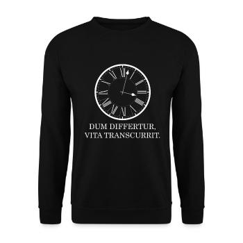 while you put it off, life goes by l - Unisex Sweatshirt - black - Front - Alina (178cm) & Michal (187cm)