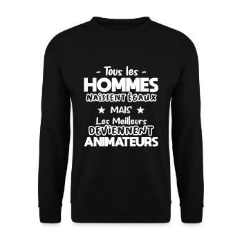 Animateur cadeau drôle humour animation - Sweat-shirt Unisexe - noir - Devant - Alina (178cm) & Michal (187cm)