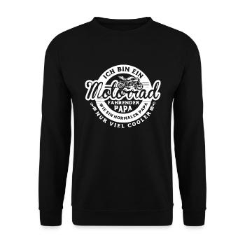 Motorrad Papa Biker Papa Geschenk - Unisex Pullover - Schwarz - Vorne - Alina (178cm) & Michal (187cm)