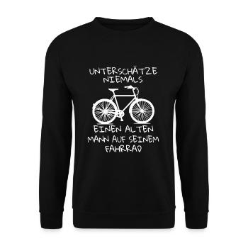 Fahrrad Alter Mann Rentner Pedelec Lustig Geschenk - Unisex Pullover - Schwarz - Vorne - Alina (178cm) & Michal (187cm)