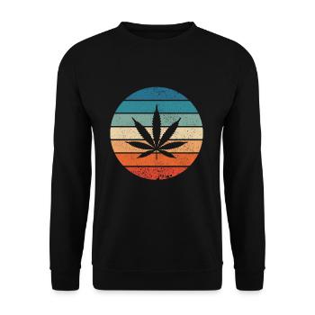 Hanf Cannabis Hanfblatt THC CBD Retro Geschenk - Unisex Pullover - Schwarz - Vorne - Alina (178cm) & Michal (187cm)