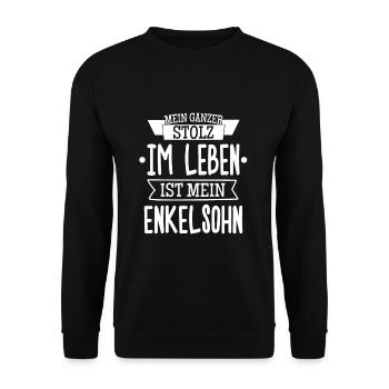 Oma Opa Enkelsohn Enkel Stolz Leben Geschenk Idee - Unisex Pullover - Schwarz - Vorne - Alina (178cm) & Michal (187cm)